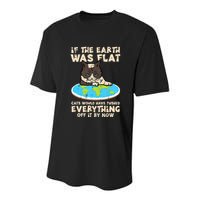If Earth Was Flat Cat Pushed Everything Youth Performance Sprint T-Shirt