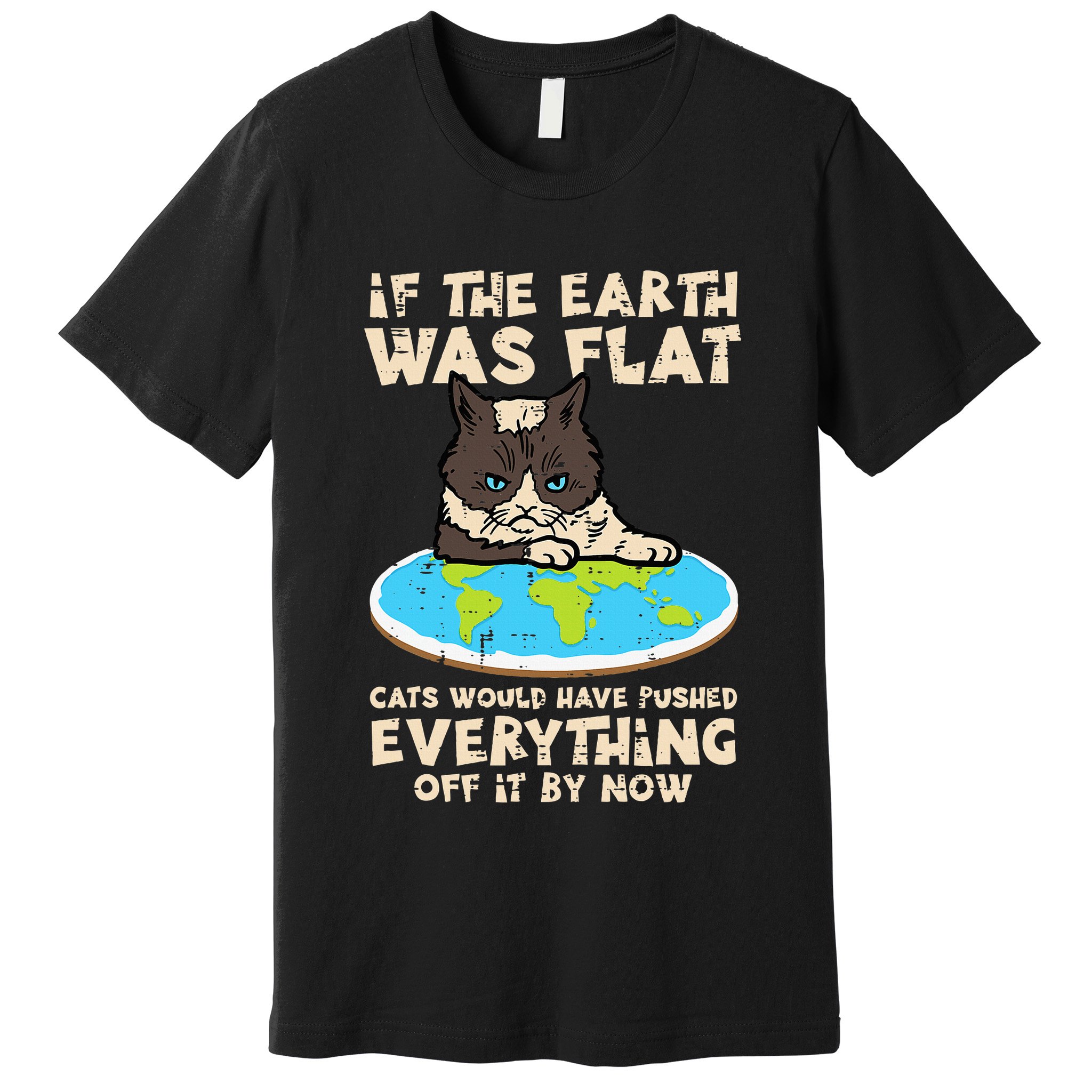 If Earth Was Flat Cat Pushed Everything Premium T-Shirt