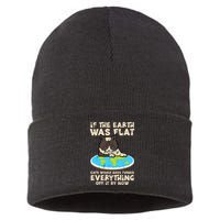 If Earth Was Flat Cat Pushed Everything Sustainable Knit Beanie