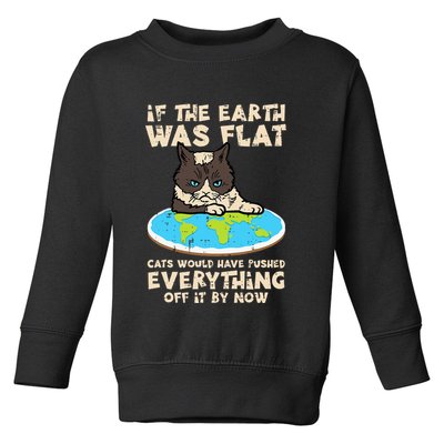 If Earth Was Flat Cat Pushed Everything Toddler Sweatshirt