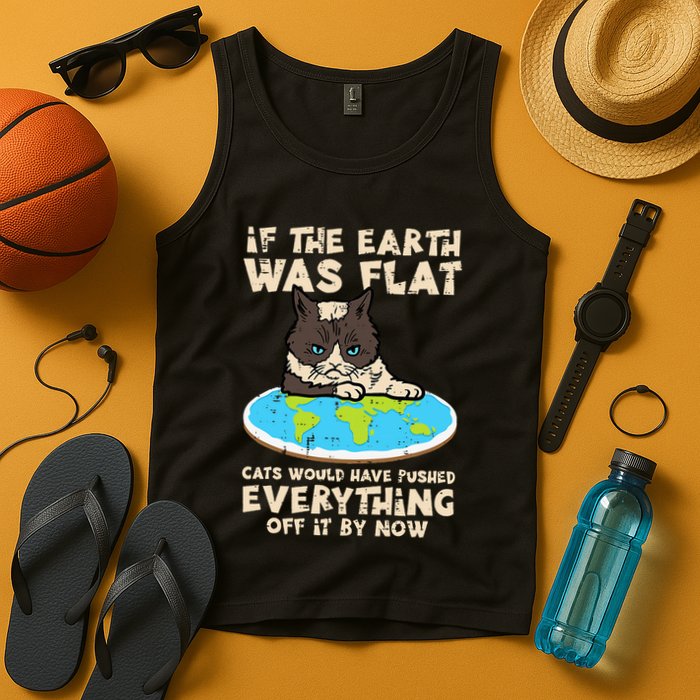 If Earth Was Flat Cat Pushed Everything Tank Top