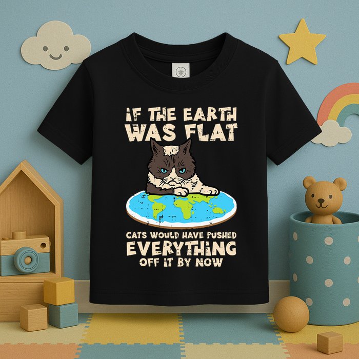 If Earth Was Flat Cat Pushed Everything Toddler T-Shirt
