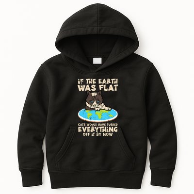 If Earth Was Flat Cat Pushed Everything Kids Hoodie