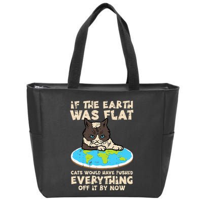 If Earth Was Flat Cat Pushed Everything Zip Tote Bag