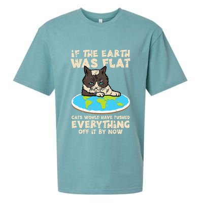 If Earth Was Flat Cat Pushed Everything Sueded Cloud Jersey T-Shirt