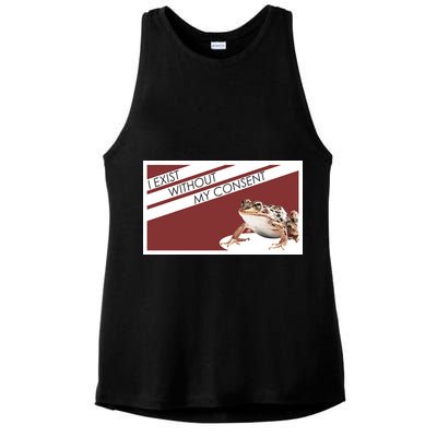 I Exist Without My Consent Funny Meme Frog Ladies PosiCharge Tri-Blend Wicking Tank