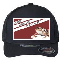 I Exist Without My Consent Funny Meme Frog Flexfit Unipanel Trucker Cap