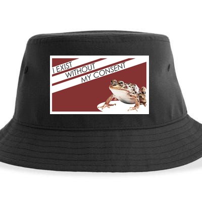 I Exist Without My Consent Funny Meme Frog Sustainable Bucket Hat