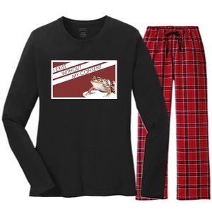 I Exist Without My Consent Funny Meme Frog Women's Long Sleeve Flannel Pajama Set 