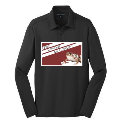 I Exist Without My Consent Funny Meme Frog Silk Touch Performance Long Sleeve Polo