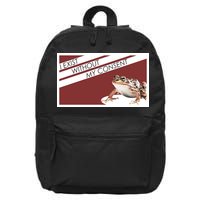 I Exist Without My Consent Funny Meme Frog 16 in Basic Backpack