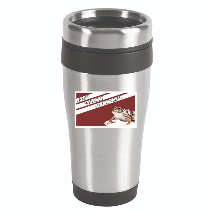 I Exist Without My Consent Funny Meme Frog 16oz Travel Tumbler