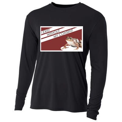 I Exist Without My Consent Funny Meme Frog Cooling Performance Long Sleeve Crew
