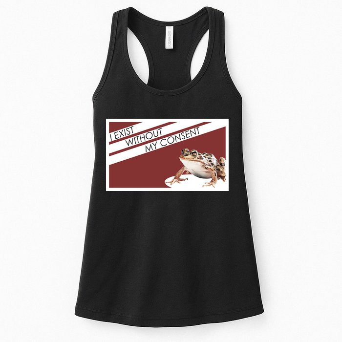 I Exist Without My Consent Funny Meme Frog Womens Tank Top