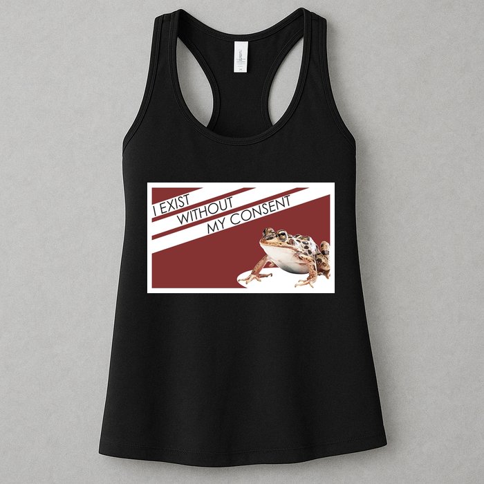 I Exist Without My Consent Funny Meme Frog Womens Tank Top