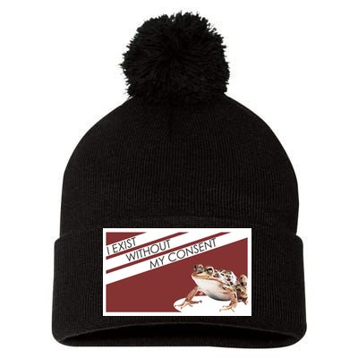 I Exist Without My Consent Funny Meme Frog Pom Pom 12in Knit Beanie