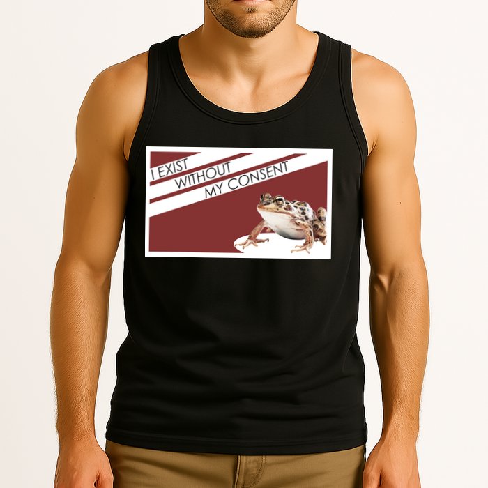 I Exist Without My Consent Funny Meme Frog Tank Top