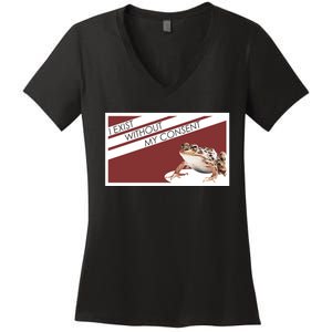 I Exist Without My Consent Funny Meme Frog Women's V-Neck T-Shirt