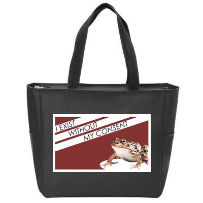 I Exist Without My Consent Funny Meme Frog Zip Tote Bag