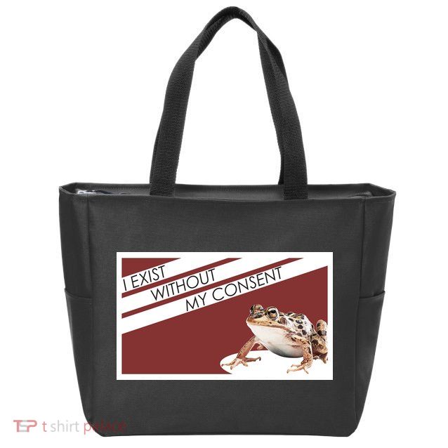 I Exist Without My Consent Funny Meme Frog Zip Tote Bag