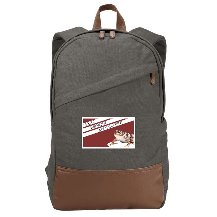 I Exist Without My Consent Funny Meme Frog Cotton Canvas Backpack