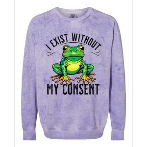 I Exist Without My Consent Funny Frog Saying Meme Colorblast Crewneck Sweatshirt