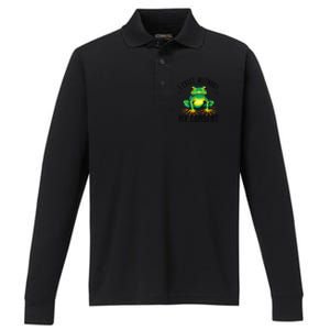 I Exist Without My Consent Funny Frog Saying Meme Performance Long Sleeve Polo