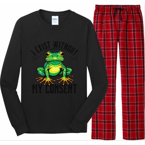 I Exist Without My Consent Funny Frog Saying Meme Long Sleeve Pajama Set