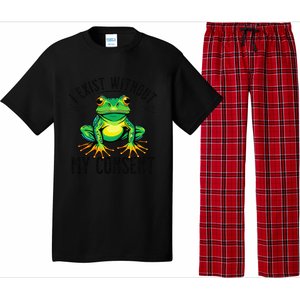 I Exist Without My Consent Funny Frog Saying Meme Pajama Set