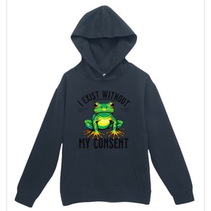 I Exist Without My Consent Funny Frog Saying Meme Urban Pullover Hoodie