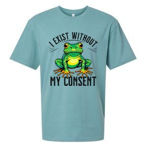 I Exist Without My Consent Funny Frog Saying Meme Sueded Cloud Jersey T-Shirt