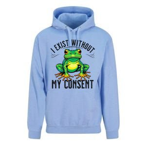 I Exist Without My Consent Funny Frog Saying Meme Unisex Surf Hoodie