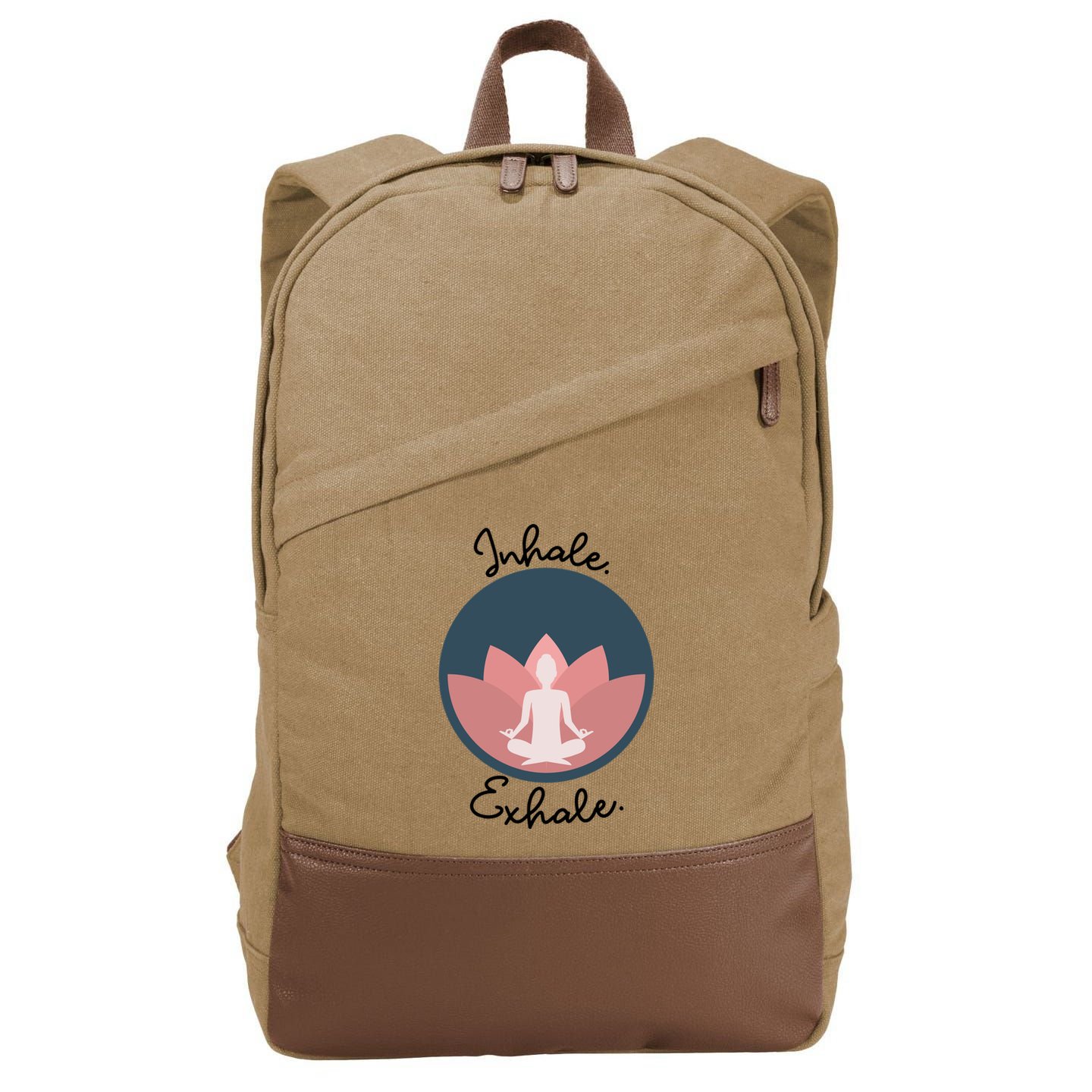 Inhale Exhale Yoga Meditation Zen Peace Breathe Wellness Gift Cotton Canvas Backpack