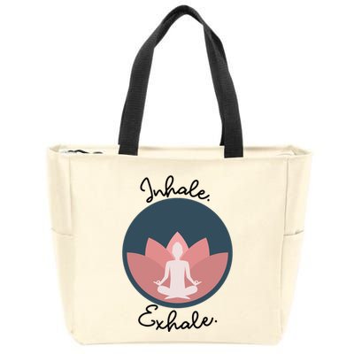 Inhale Exhale Yoga Meditation Zen Peace Breathe Wellness Gift Zip Tote Bag