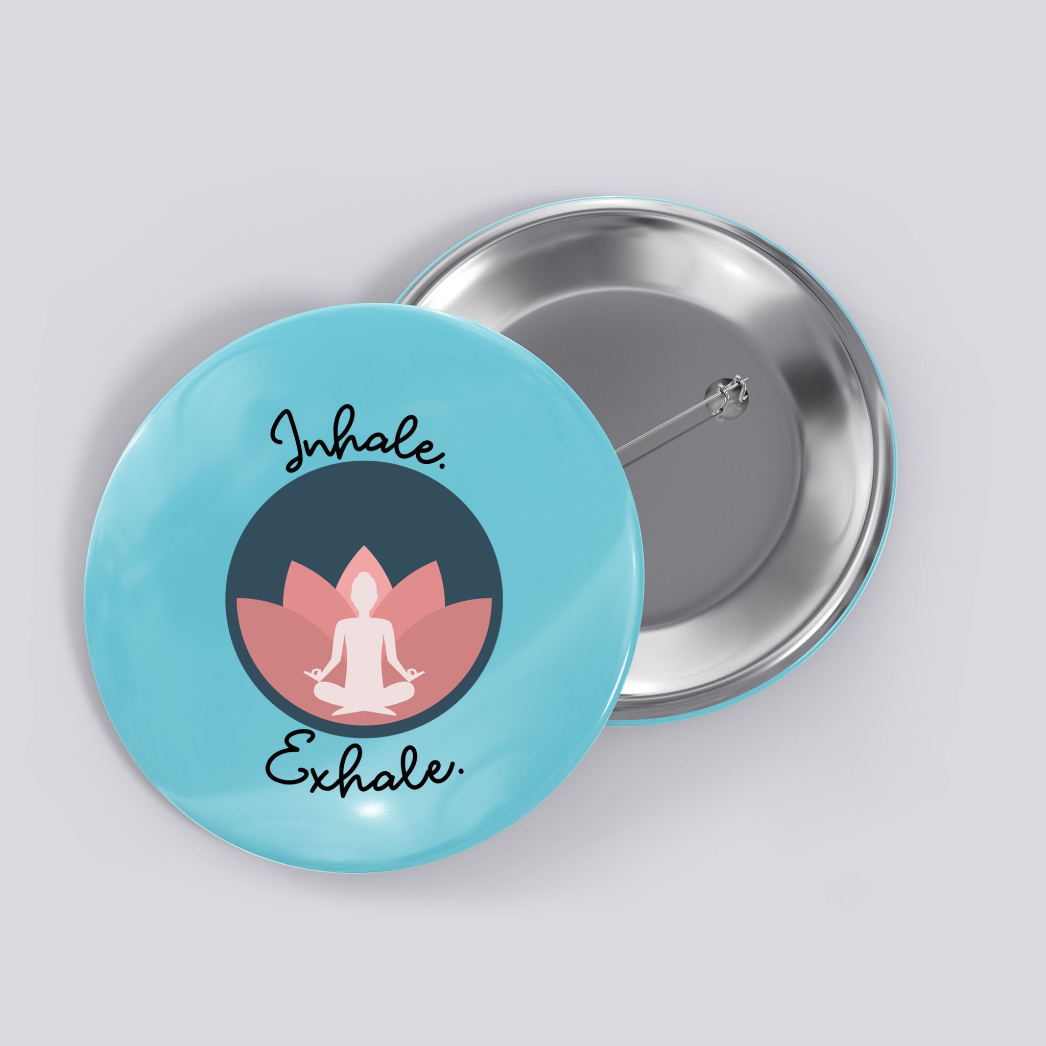 Inhale Exhale Yoga Meditation Zen Peace Breathe Wellness Gift Button