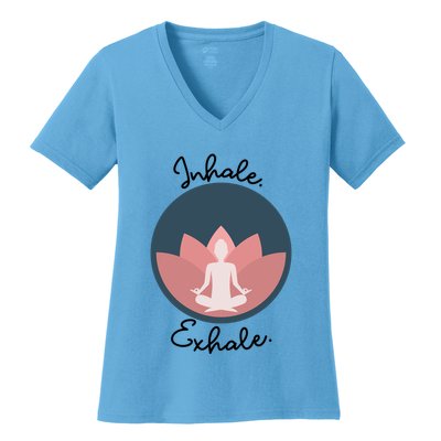 Inhale Exhale Yoga Meditation Zen Peace Breathe Wellness Gift Women's V-Neck T-Shirt