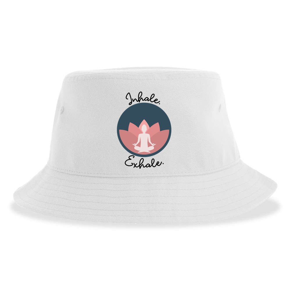 Inhale Exhale Yoga Meditation Zen Peace Breathe Wellness Gift Sustainable Bucket Hat