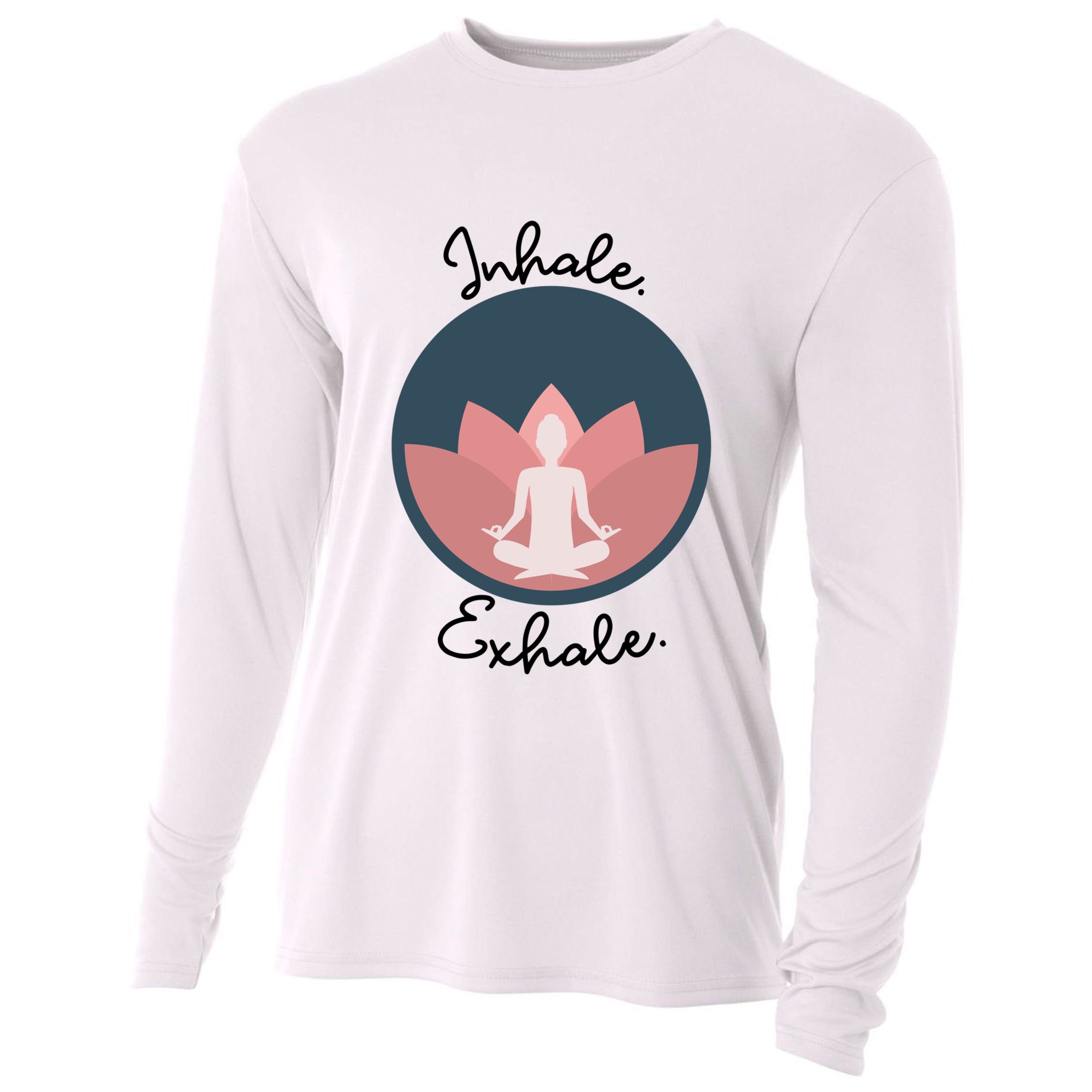 Inhale Exhale Yoga Meditation Zen Peace Breathe Wellness Gift Cooling Performance Long Sleeve Crew