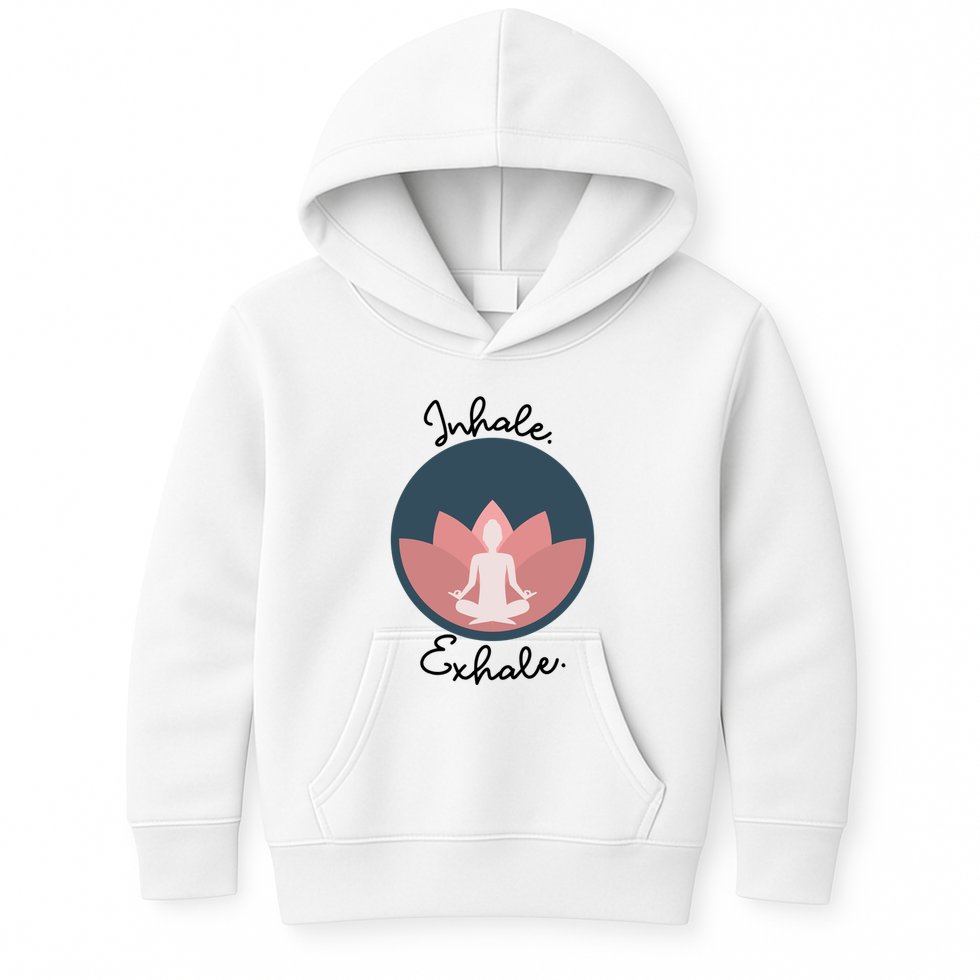 Inhale Exhale Yoga Meditation Zen Peace Breathe Wellness Gift Kids Hoodie
