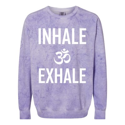 Inhale Exhale Yoga Ohm Meditation Gift Colorblast Crewneck Sweatshirt