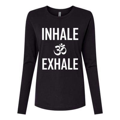 Inhale Exhale Yoga Ohm Meditation Gift Womens Cotton Relaxed Long Sleeve T-Shirt