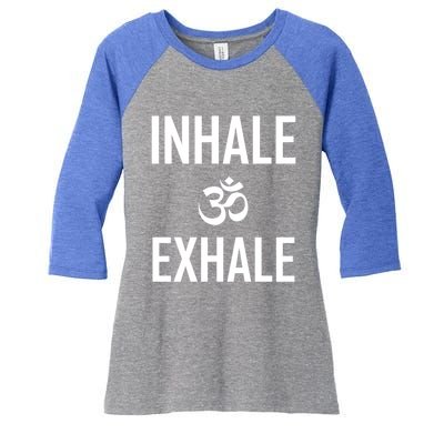 Inhale Exhale Yoga Ohm Meditation Gift Women's Tri-Blend 3/4-Sleeve Raglan Shirt