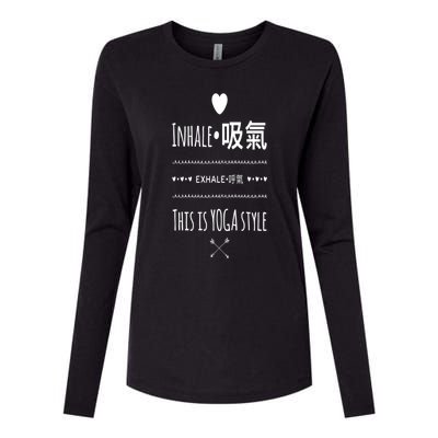 Inhale Exhale Yoga Tee Great Gift Womens Cotton Relaxed Long Sleeve T-Shirt