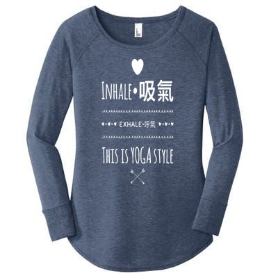 Inhale Exhale Yoga Tee Great Gift Women's Perfect Tri Tunic Long Sleeve Shirt