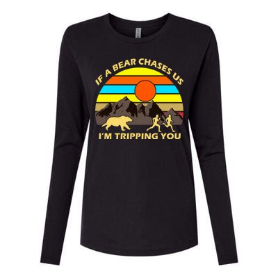 If A Bear Chases Us I'm Tripping You Womens Cotton Relaxed Long Sleeve T-Shirt