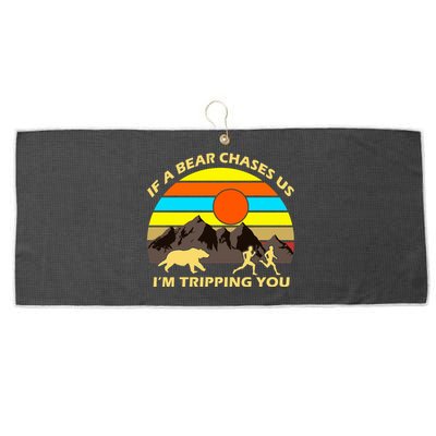 If A Bear Chases Us I'm Tripping You Large Microfiber Waffle Golf Towel