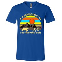 If A Bear Chases Us I'm Tripping You V-Neck T-Shirt