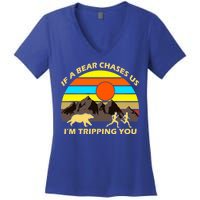 If A Bear Chases Us I'm Tripping You Women's V-Neck T-Shirt