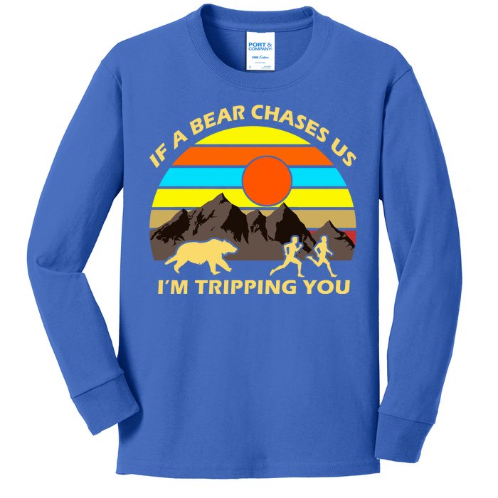 If A Bear Chases Us I'm Tripping You Kids Long Sleeve Shirt