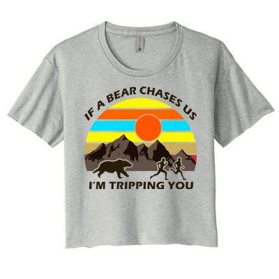 If A Bear Chases Us I'm Tripping You Women's Crop Top Tee